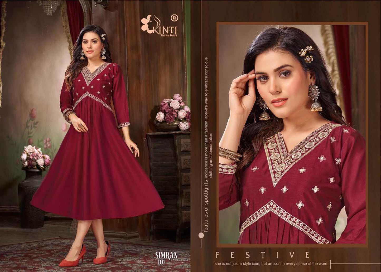 Simran Kinti Vichitra Silk Kurtis Wholesale Price