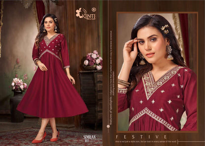Simran Kinti Vichitra Silk Kurtis Wholesale Price