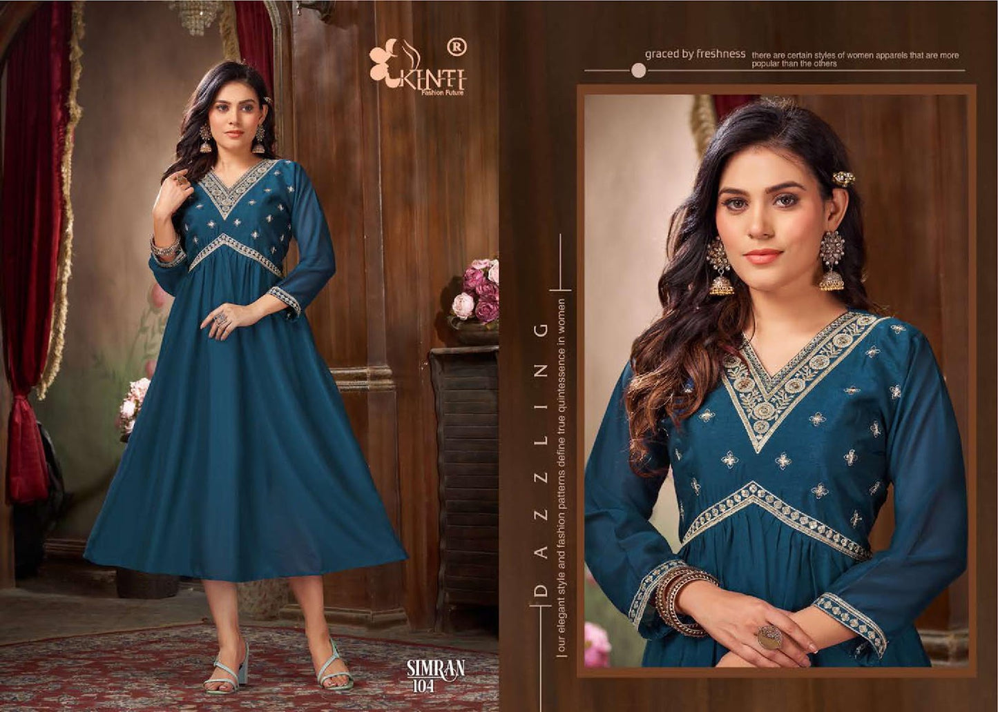 Simran Kinti Vichitra Silk Kurtis Wholesale Price