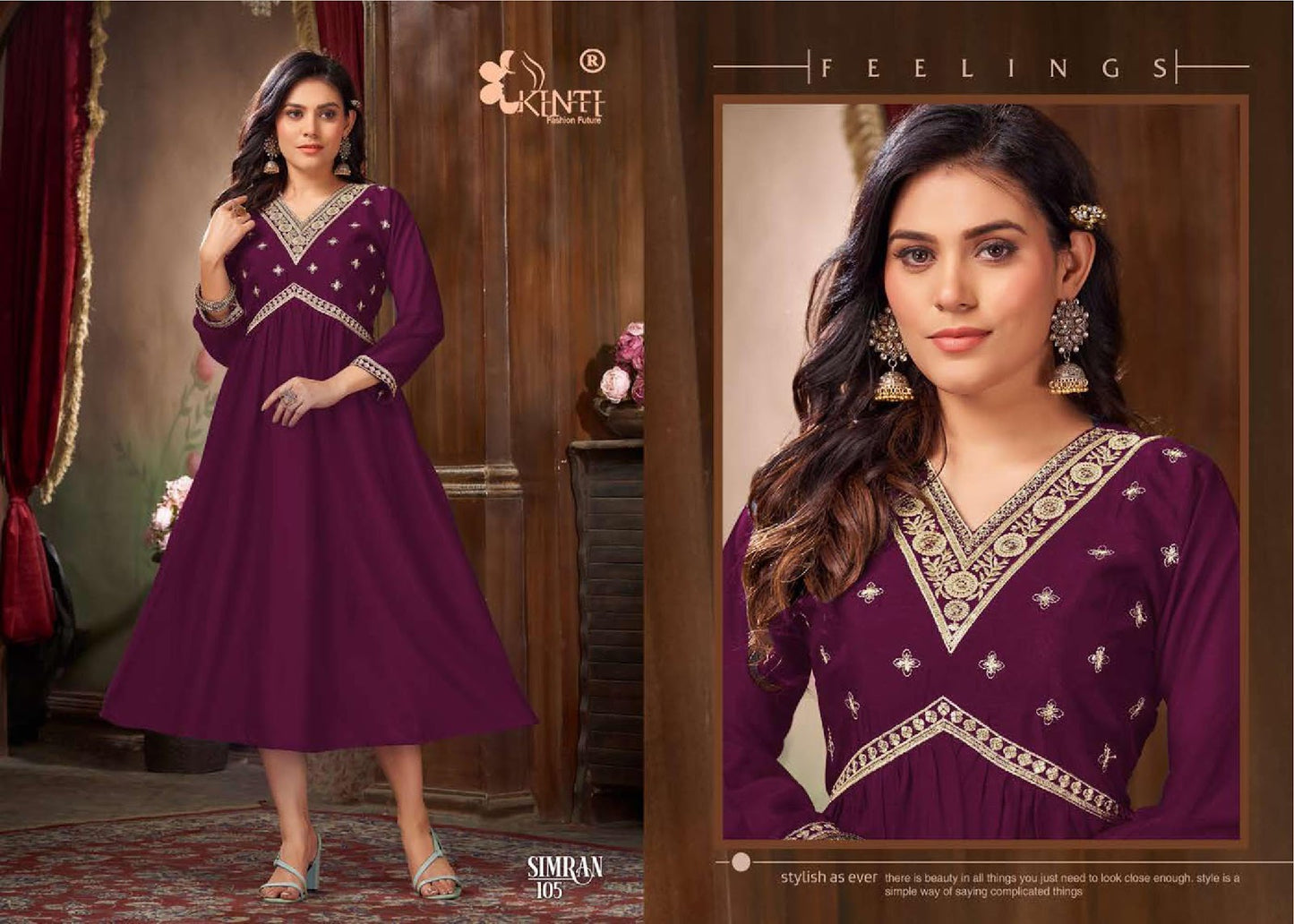 Simran Kinti Vichitra Silk Kurtis Wholesale Price