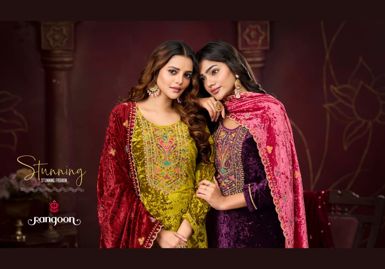 Simran Rangoon Makhmal Velvet Readymade Velvet Suits Exporter India