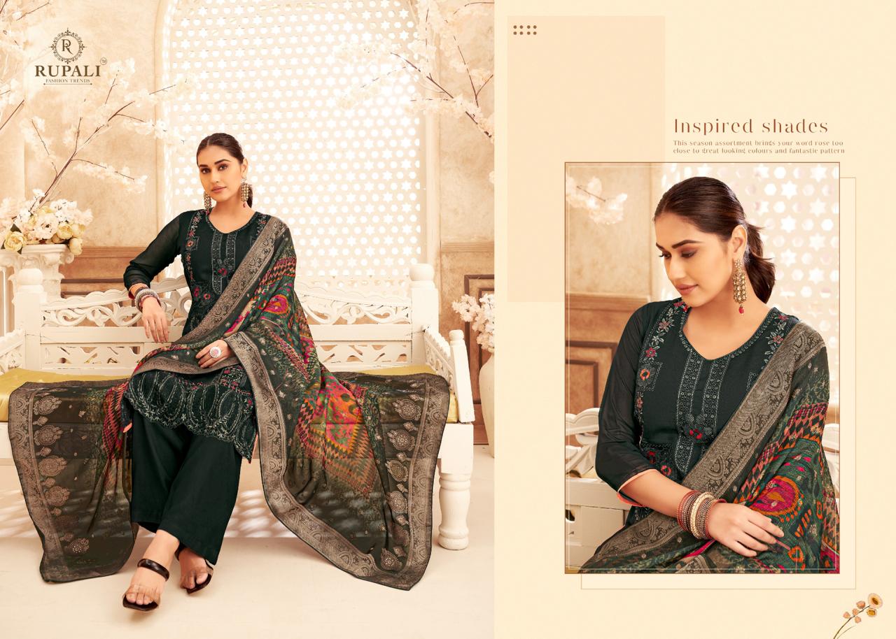 Simran Rupali Viscose Organza Plazzo Style Suits Wholesaler Gujarat
