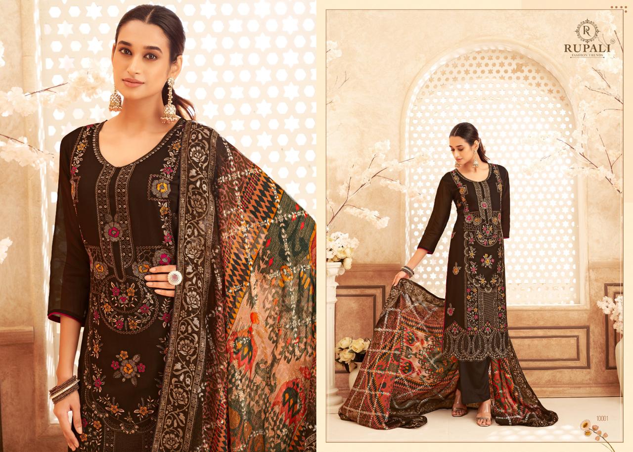 Simran Rupali Viscose Organza Plazzo Style Suits Wholesaler Gujarat