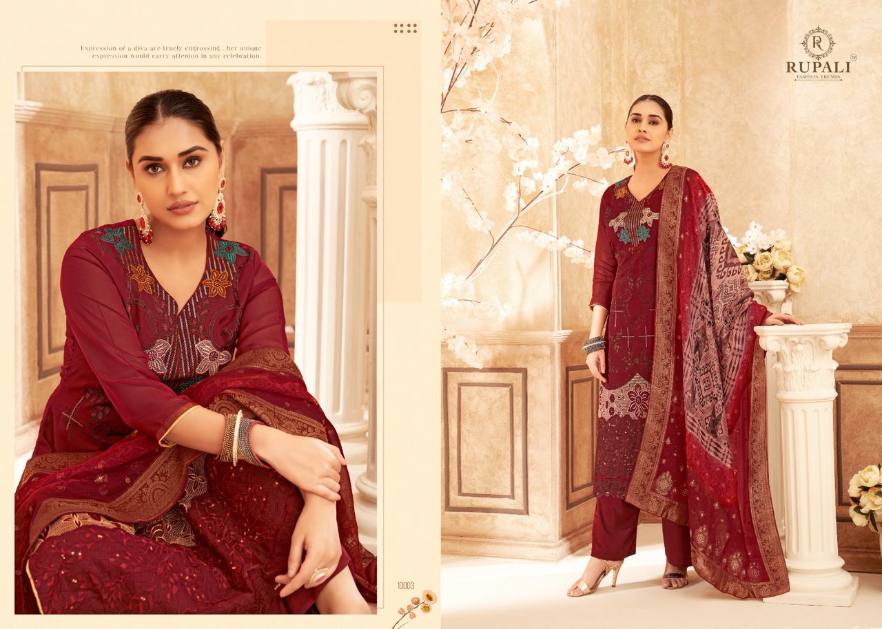Simran Rupali Viscose Organza Plazzo Style Suits Wholesaler Gujarat