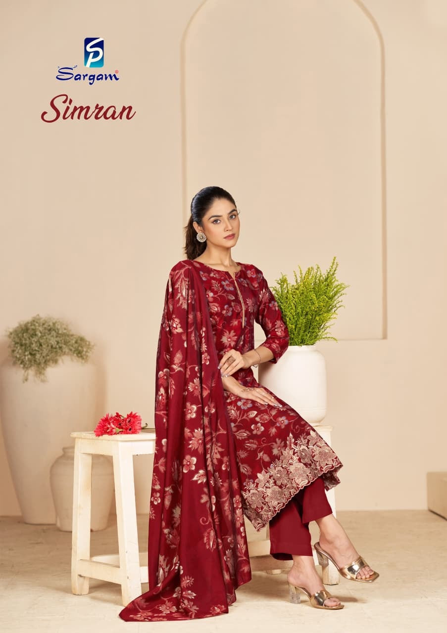 Simran Sargam Prints Viscose Pant Style Suits Exporter Gujarat