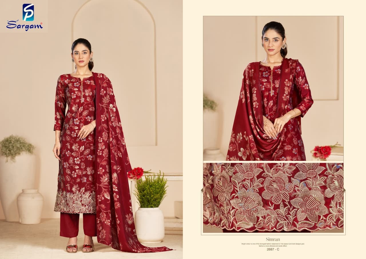 Simran Sargam Prints Viscose Pant Style Suits Exporter Gujarat