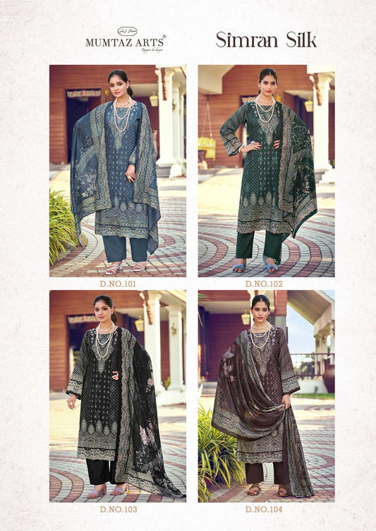 Simran Silk Mumtaz Arts Jam Satin Karachi Salwar Suits Supplier India