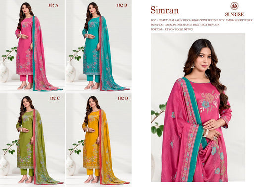 Simran Sunrise Jam Satin Pant Style Suits Manufacturer Gujarat