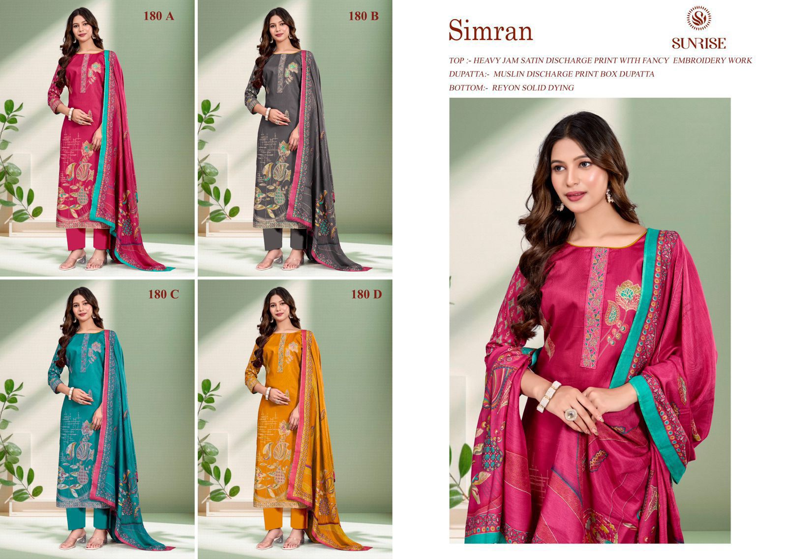 Simran Sunrise Jam Satin Pant Style Suits Manufacturer Gujarat