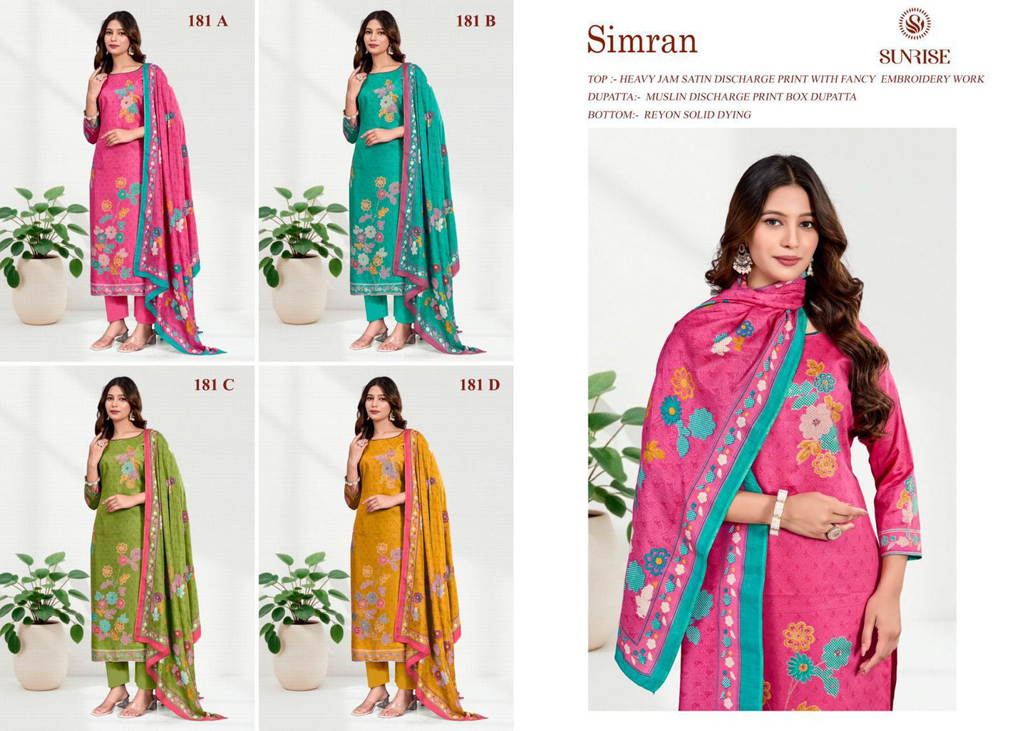 Simran Sunrise Jam Satin Pant Style Suits Manufacturer Gujarat