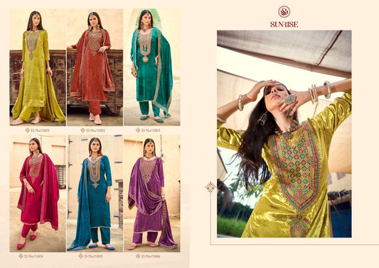 Simran Sunrise Viscose Velvet Suits Supplier