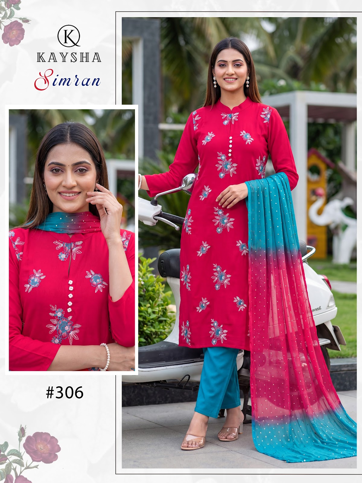 Simran Vol 3 Kysa Roman Silk Readymade Pant Style Suits Supplier Ahmedabad