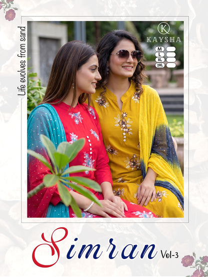 Simran Vol 3 Kysa Roman Silk Readymade Pant Style Suits Supplier Ahmedabad