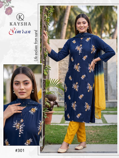 Simran Vol 3 Kysa Roman Silk Readymade Pant Style Suits Supplier Ahmedabad