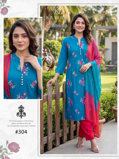 Simran Vol 3 Kysa Roman Silk Readymade Pant Style Suits Supplier Ahmedabad