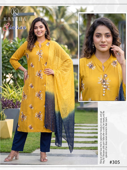 Simran Vol 3 Kysa Roman Silk Readymade Pant Style Suits Supplier Ahmedabad