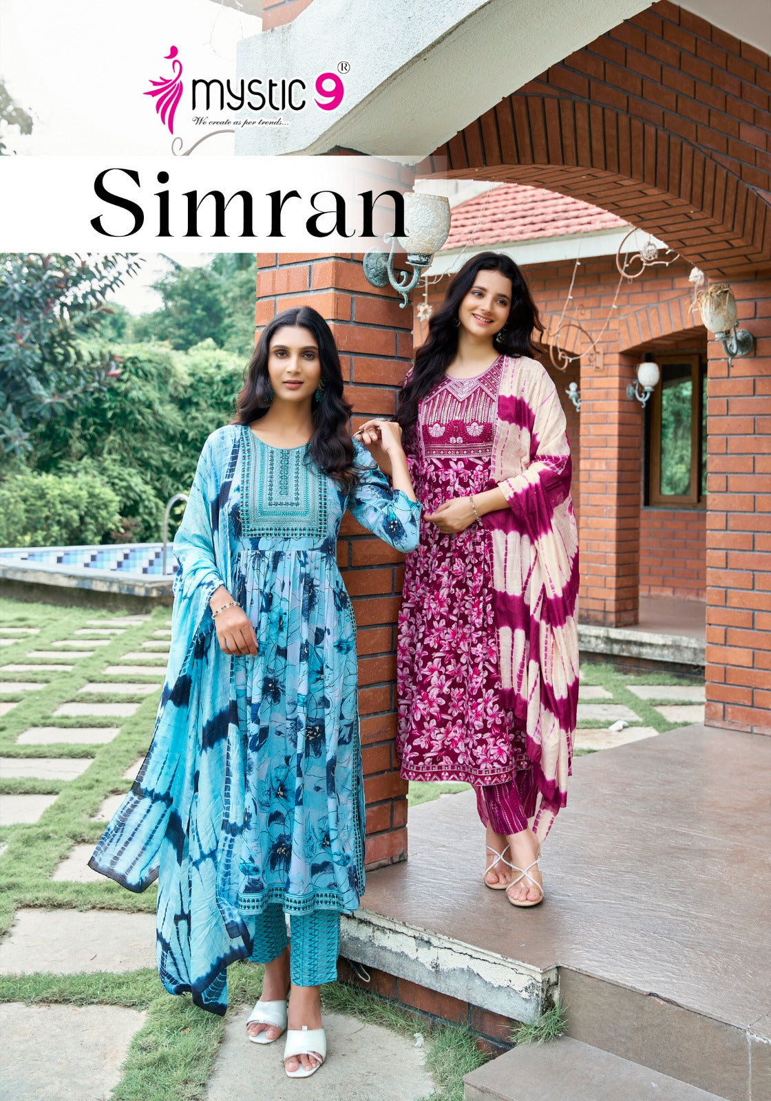 Simran Vol 5 Mystic 9 Heavy Rayon Readymade Pant Style Suits Wholesale Rate