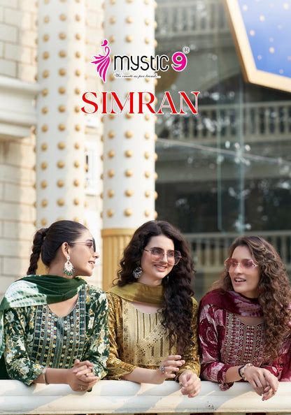 Simran Vol 6 Mystic 9 Heavy Reyon Readymade Pant Style Suits Wholesale Price