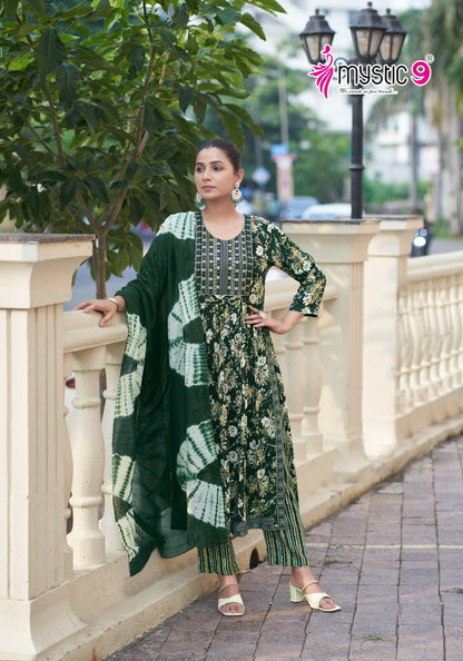 Simran Vol 6 Mystic 9 Heavy Reyon Readymade Pant Style Suits Wholesale Price