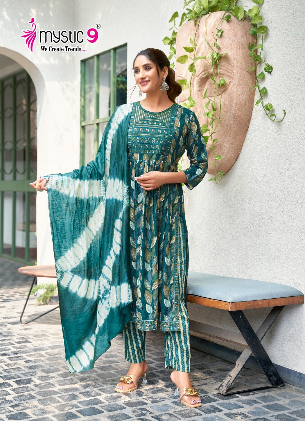 Simran Vol 7 Mystic 9 Heavy Reyon Readymade Pant Style Suits Wholesale Price