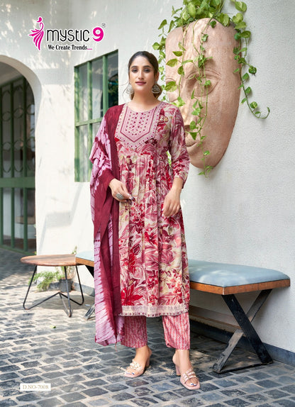 Simran Vol 7 Mystic 9 Heavy Reyon Readymade Pant Style Suits Wholesale Price