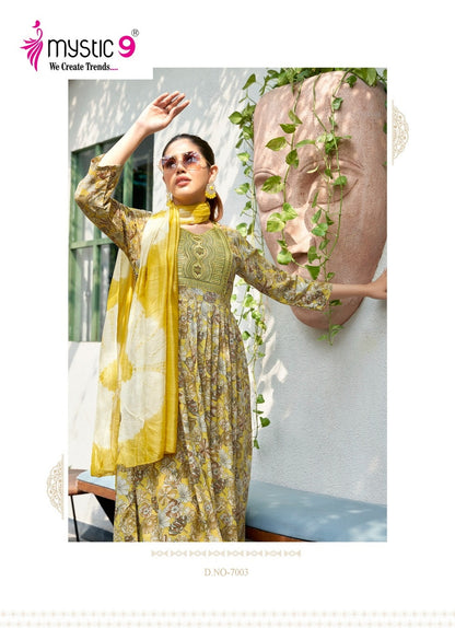 Simran Vol 7 Mystic 9 Heavy Reyon Readymade Pant Style Suits Wholesale Price