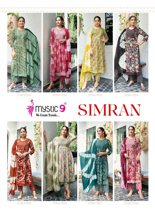 Simran Vol 7 Mystic 9 Heavy Reyon Readymade Pant Style Suits Wholesale Price
