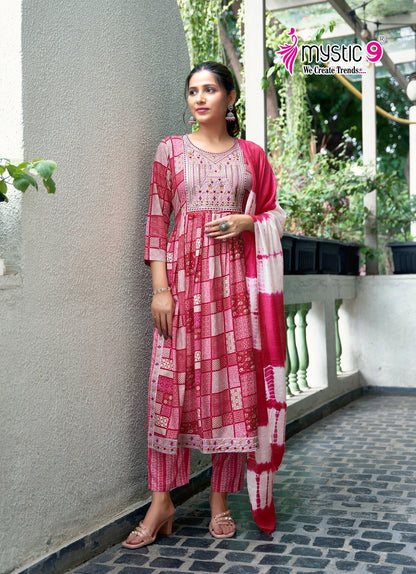 Simran Vol 7 Mystic 9 Heavy Reyon Readymade Pant Style Suits Wholesale Price