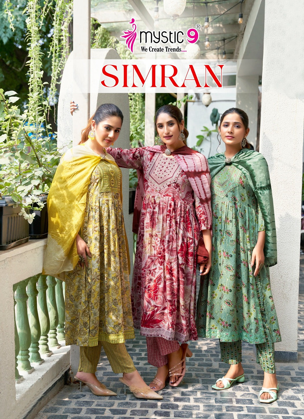 Simran Vol 7 Mystic 9 Heavy Reyon Readymade Pant Style Suits Wholesale Price