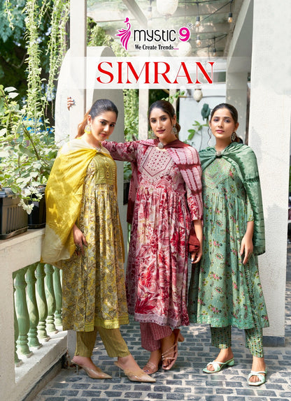 Simran Vol 7 Mystic 9 Heavy Reyon Readymade Pant Style Suits Wholesale Price