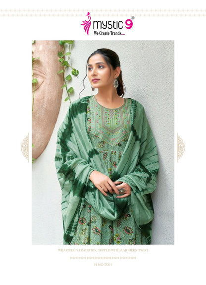 Simran Vol 7 Mystic 9 Heavy Reyon Readymade Pant Style Suits Wholesale Price