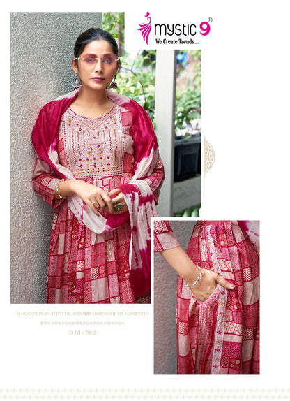 Simran Vol 7 Mystic 9 Heavy Reyon Readymade Pant Style Suits Wholesale Price