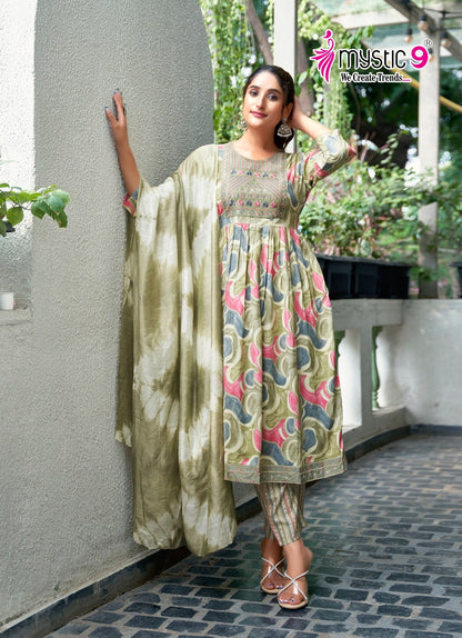 Simran Vol 7 Mystic 9 Heavy Reyon Readymade Pant Style Suits Wholesale Price