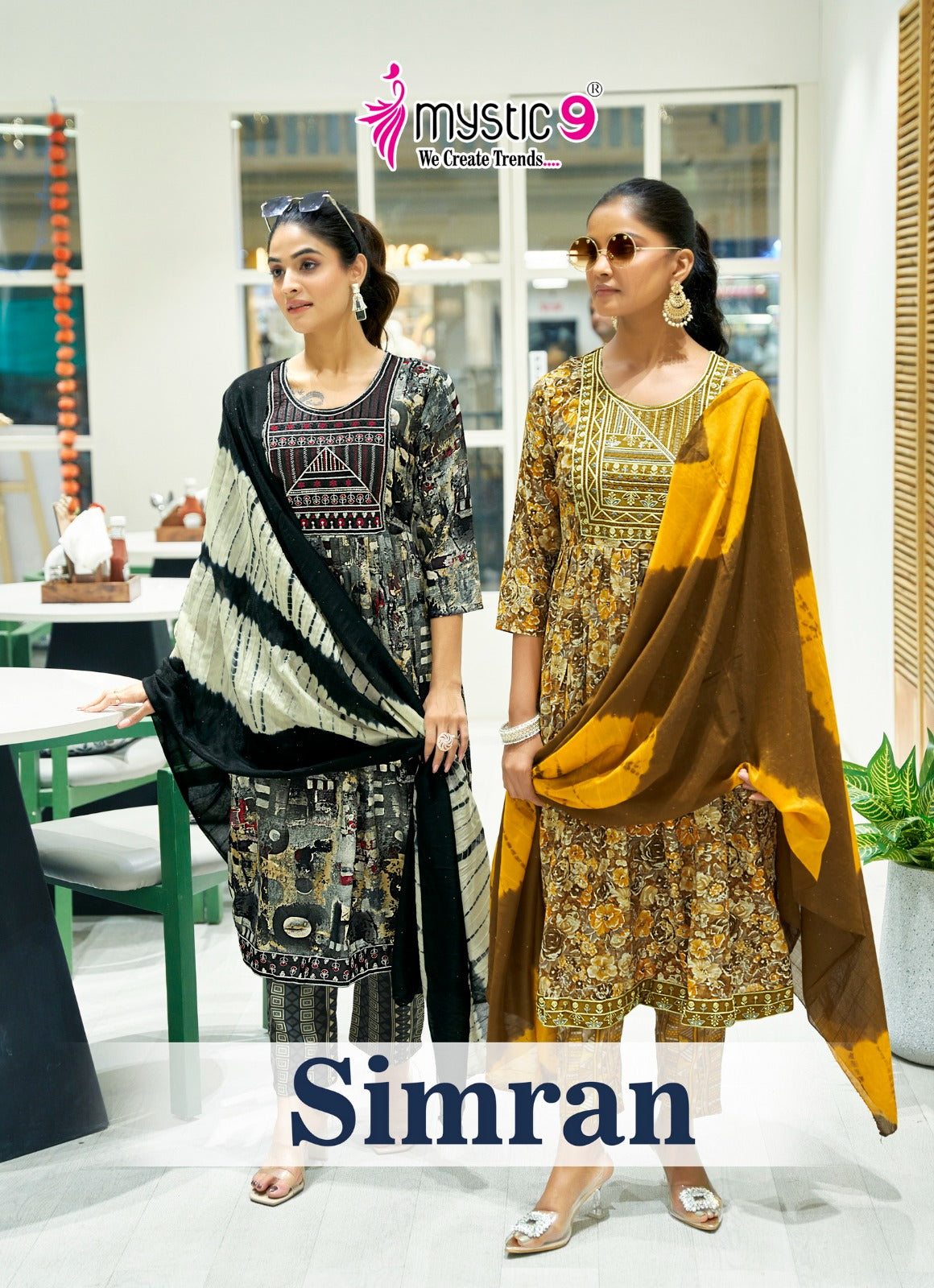 Simran Vol 9 Mystic 9 Rayon Readymade Pant Style Suits Wholesaler