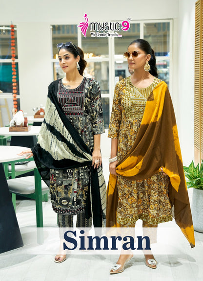 Simran Vol 9 Mystic 9 Rayon Readymade Pant Style Suits Wholesaler