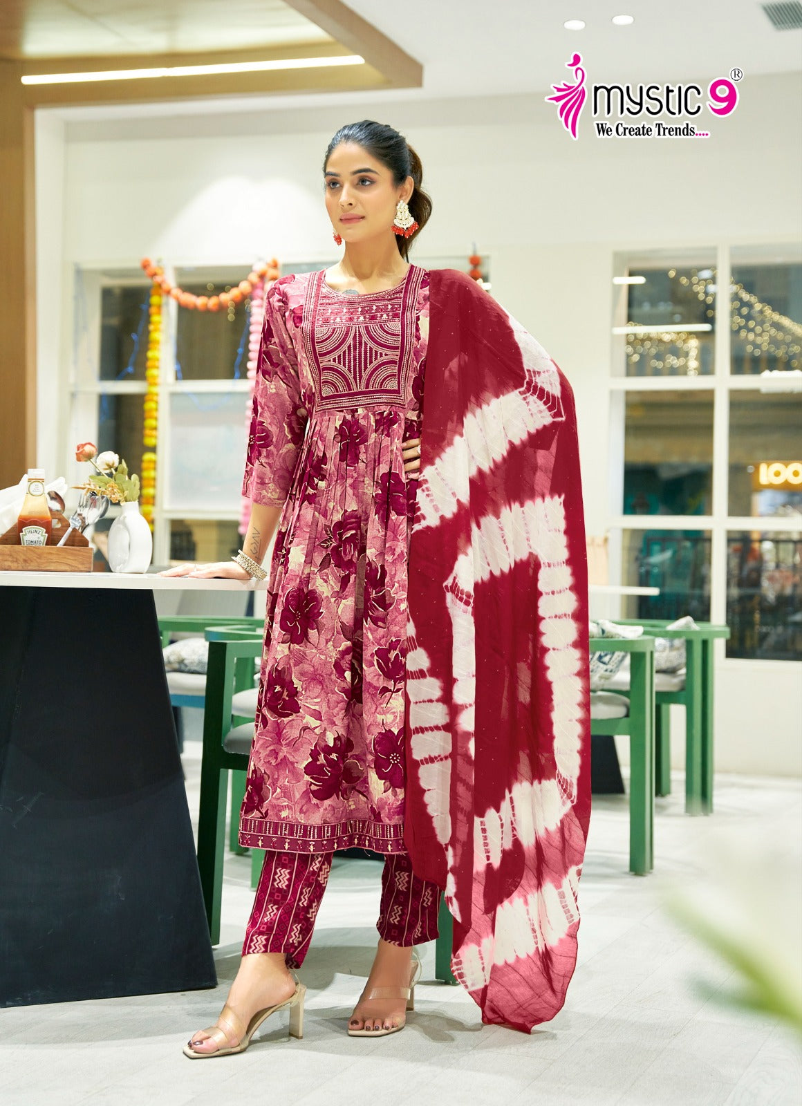 Simran Vol 9 Mystic 9 Rayon Readymade Pant Style Suits Wholesaler