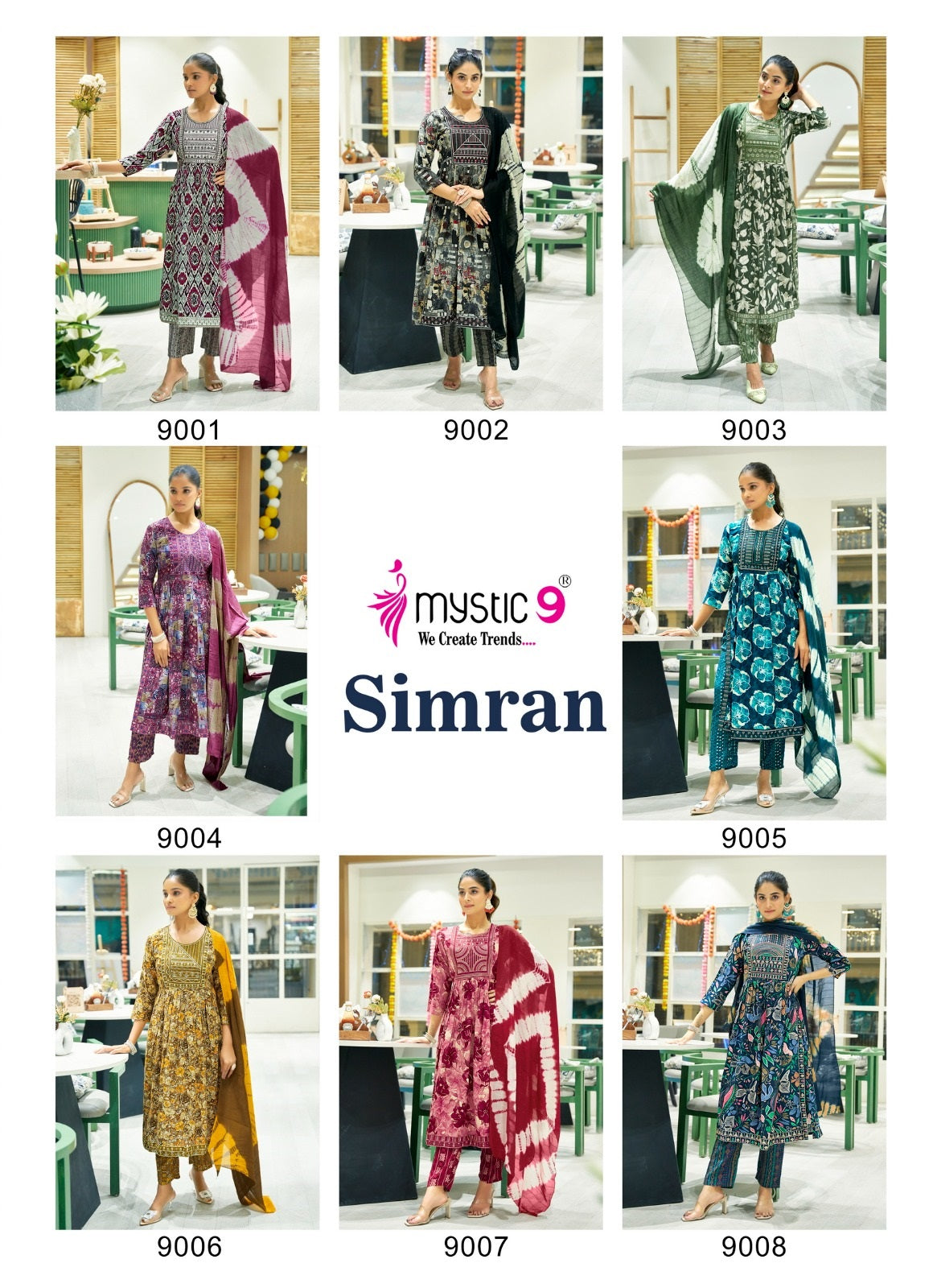 Simran Vol 9 Mystic 9 Rayon Readymade Pant Style Suits Wholesaler