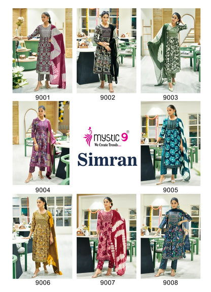 Simran Vol 9 Mystic 9 Rayon Readymade Pant Style Suits Wholesaler