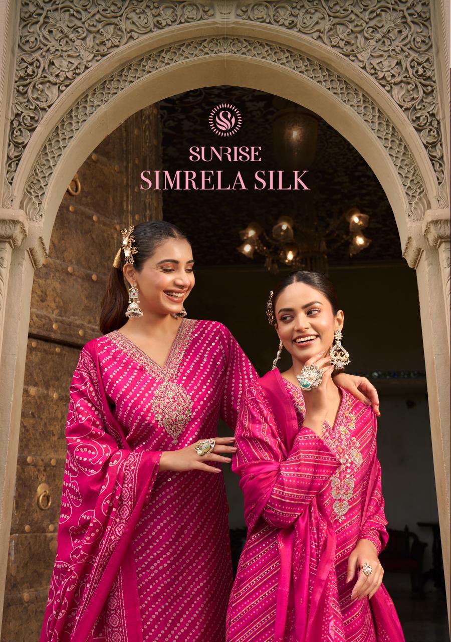Simrela Silk Sunrise Modal Silk Pant Style Suits Wholesale Rate