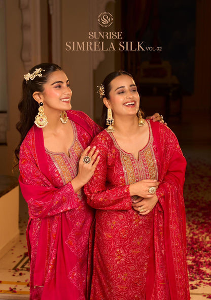 Simrela Silk Vol 2 Sunrise Modal Silk Pant Style Suits Wholesaler Gujarat