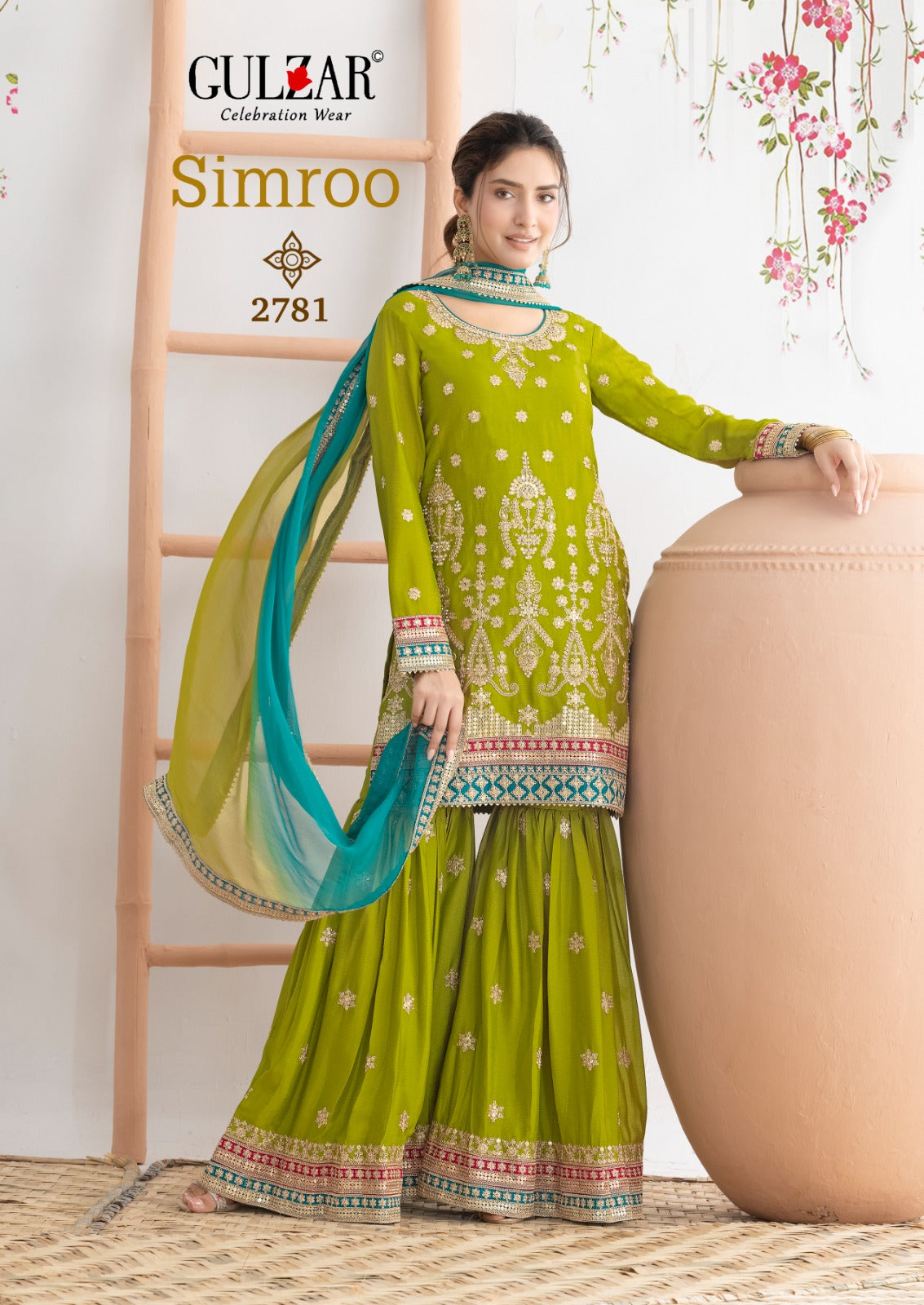 Simroo Gulzar Chinnon Readymade Sharara Suits Wholesale Price