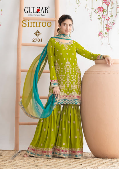 Simroo Gulzar Chinnon Readymade Sharara Suits Wholesale Price