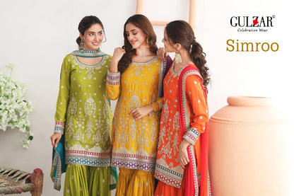 Simroo Gulzar Chinnon Readymade Sharara Suits Wholesale Price