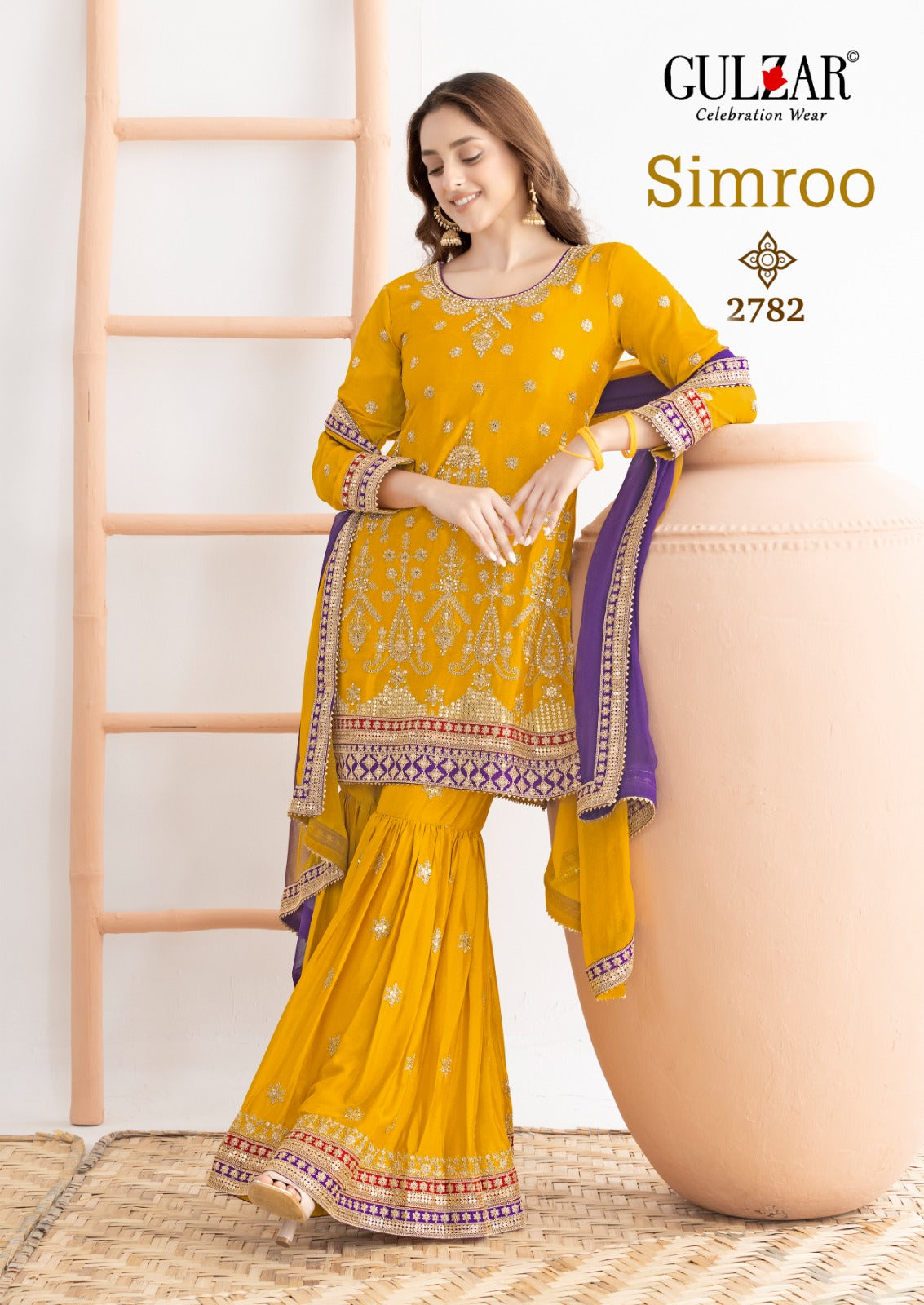 Simroo Gulzar Chinnon Readymade Sharara Suits Wholesale Price