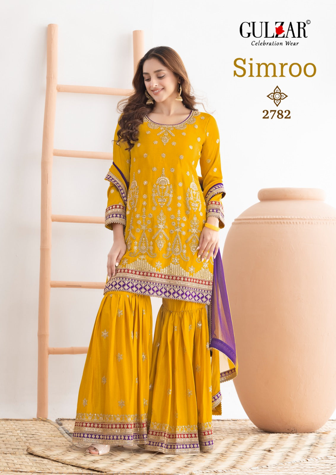 Simroo Gulzar Chinnon Readymade Sharara Suits Wholesale Price