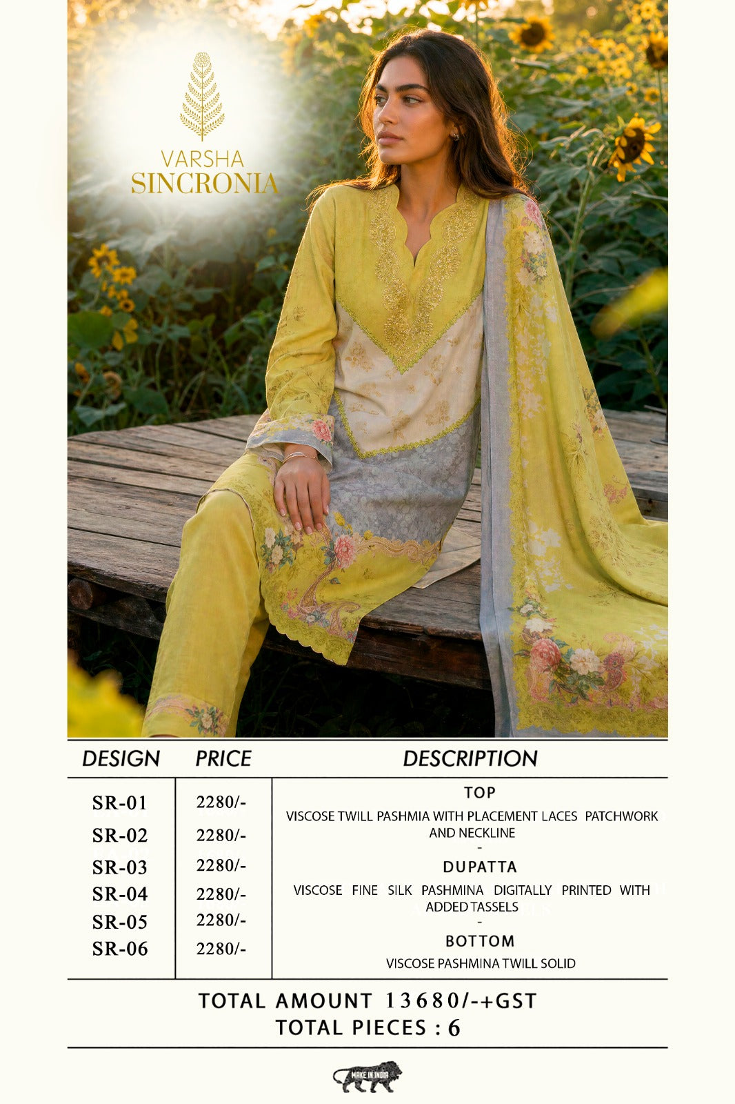 Sincronia Varshaa Viscose Pashmina Suits Exporter Gujarat