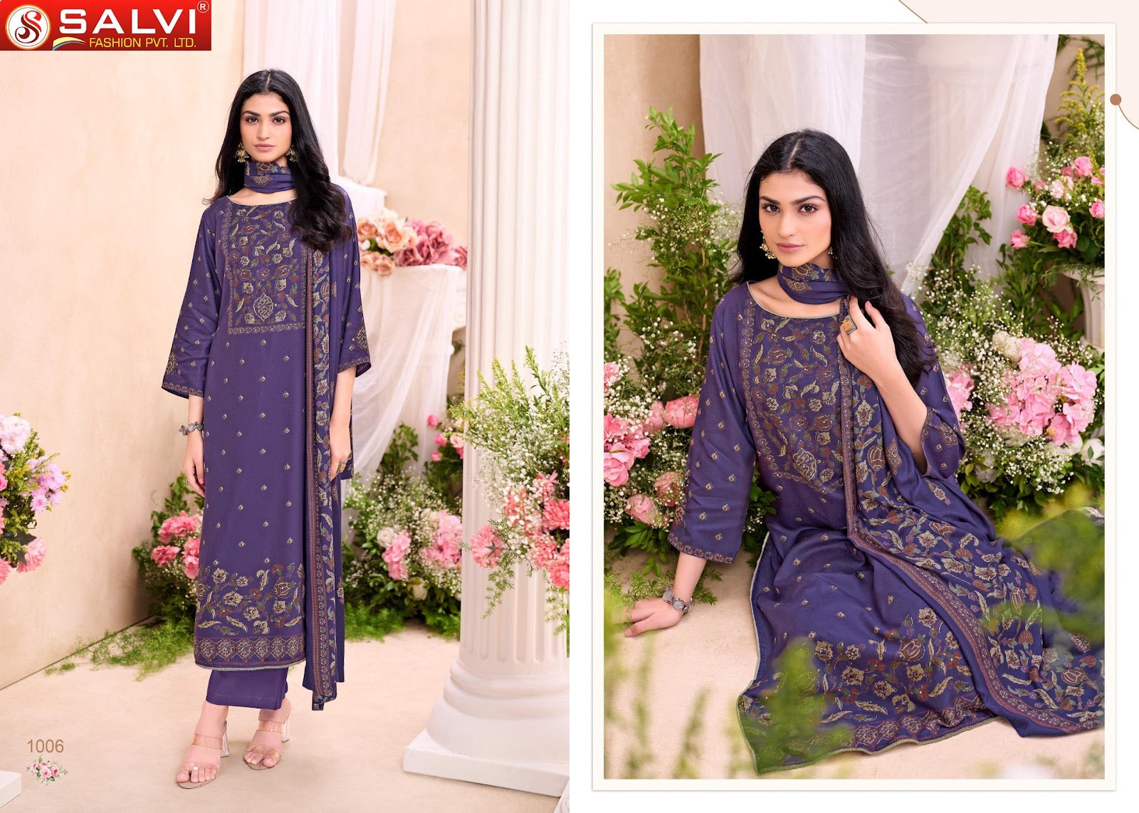 Sindoor Plus Cotton Once Again Salvi Fashion Jam Silk Pant Style Suits Manufacturer Gujarat