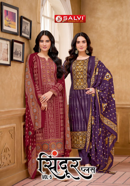 Sindoor Plus Vol 5 Salvi Fashion Jam Silk Pant Style Suits Wholesale