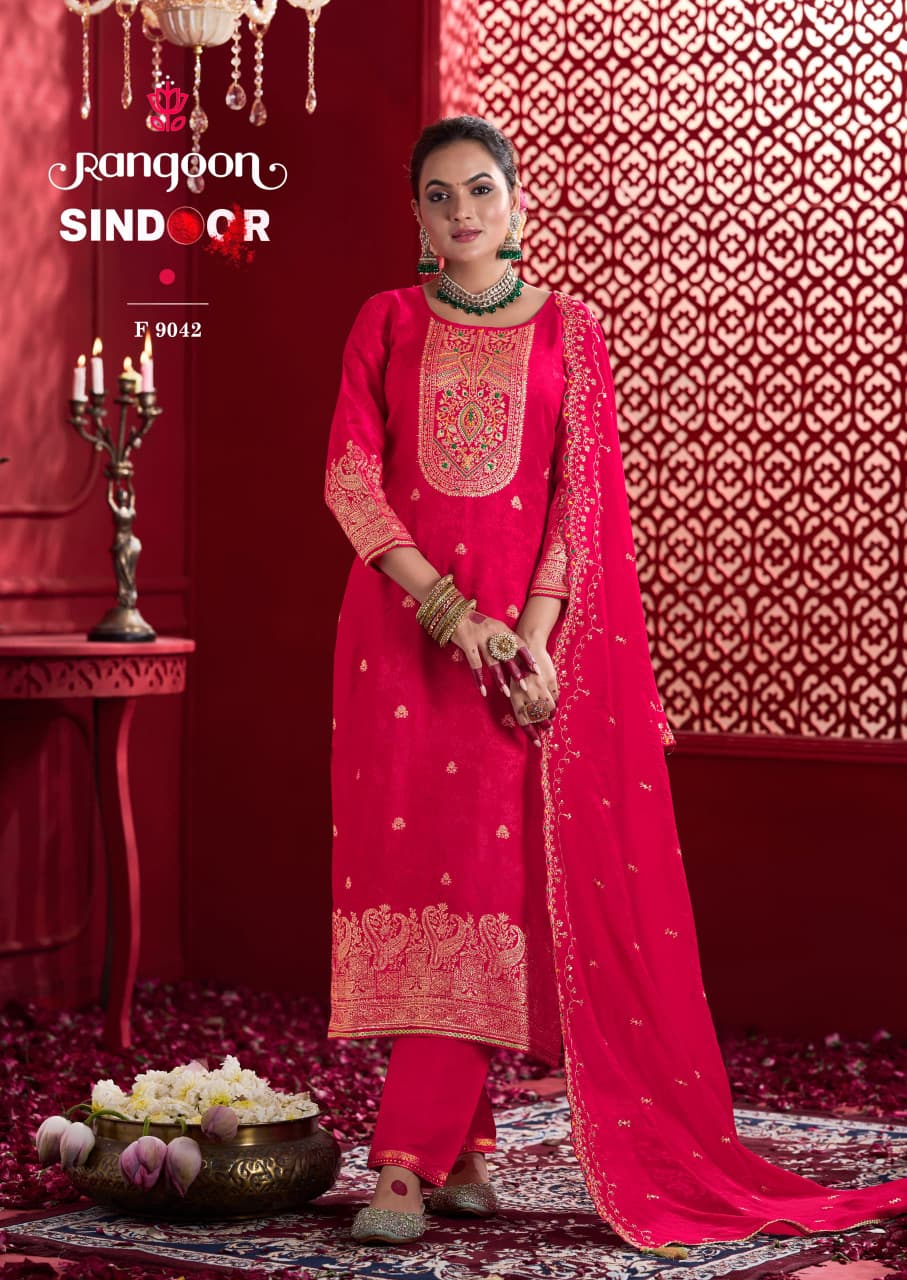 Sindoor Rangoon Pure Dola Readymade Pant Style Suits Wholesale Rate
