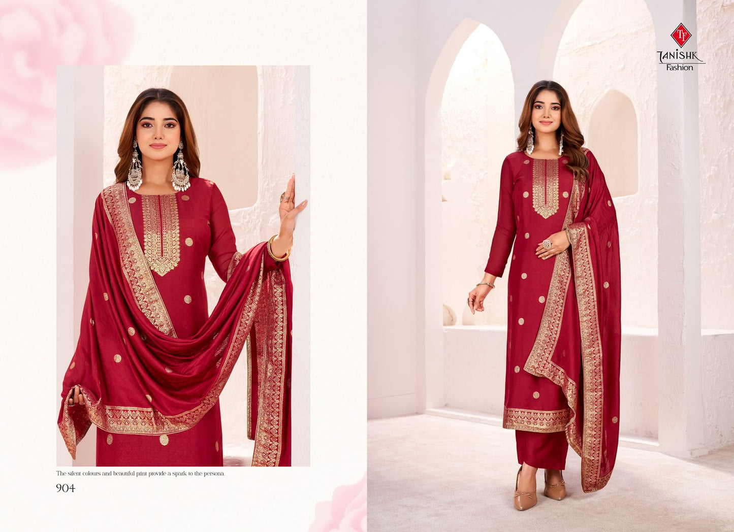 Sindoor Tanishk Fashion Muslin Jacquard Pant Style Suits Manufacturer